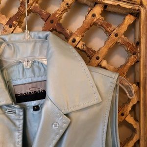 Light Blue Leather Vest